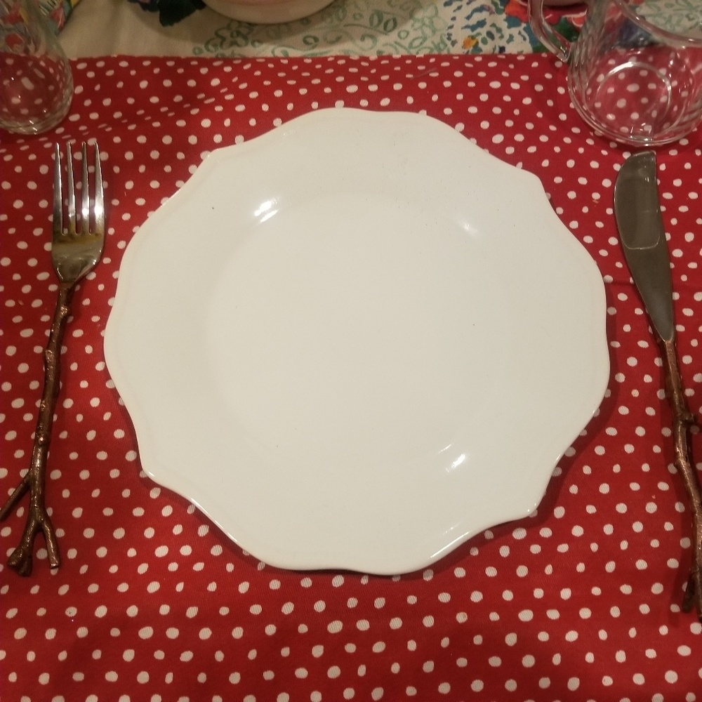 NWT Pier 1 White Scalloped Dinnerware